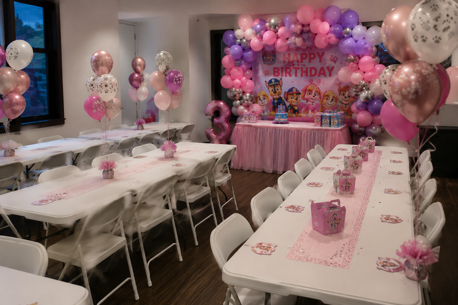 Birthday party table setup in Louisville, KY
